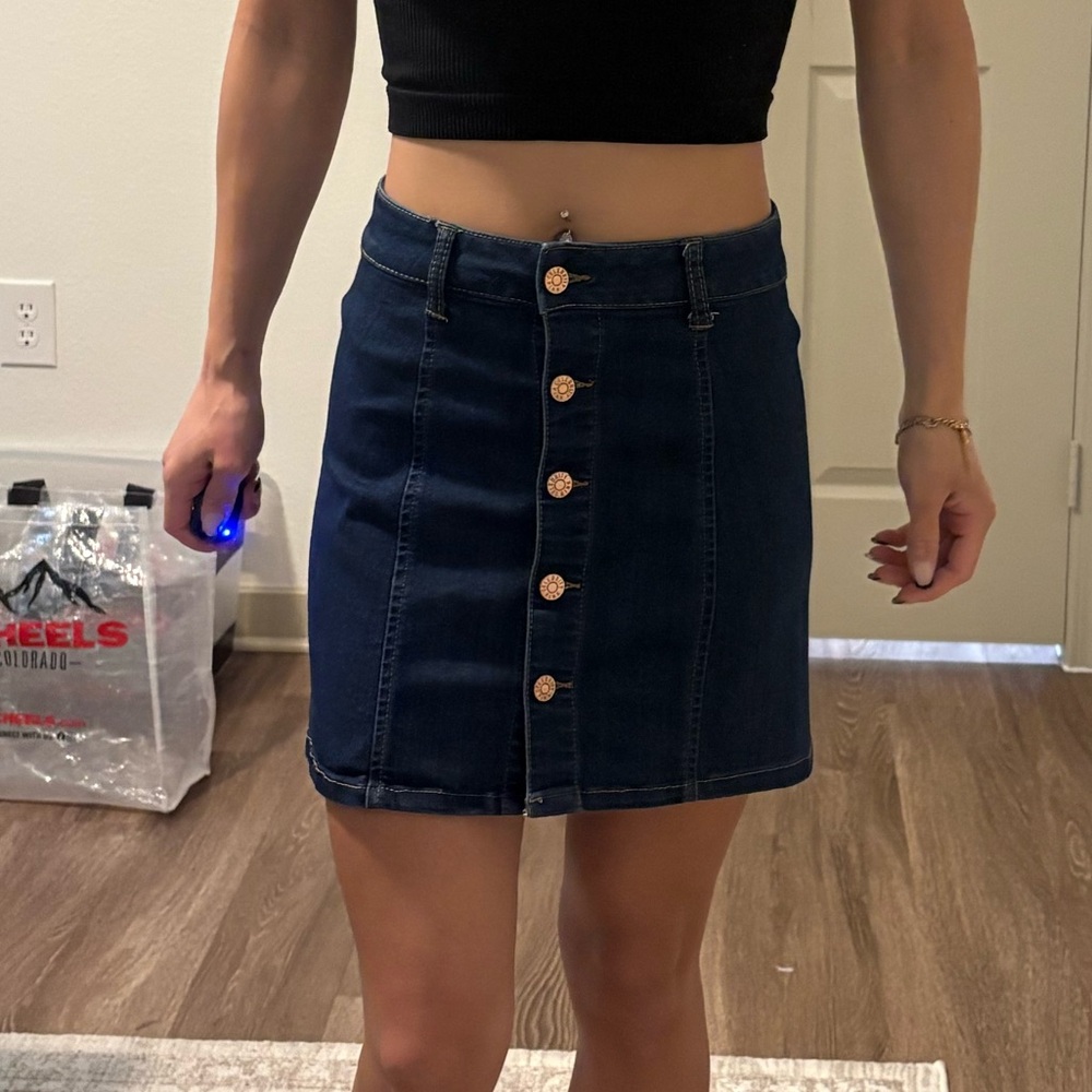 Celebrity Pink Dark Blue Denim Mini Skirt